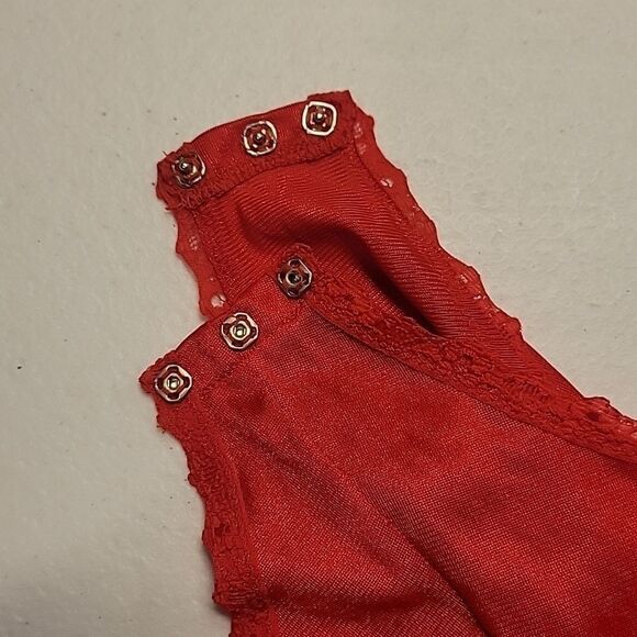 JcPenny Vintage Red Lace Bodysuit, size Medium Valentine's Day Coquettegirl - Picture 7 of 9